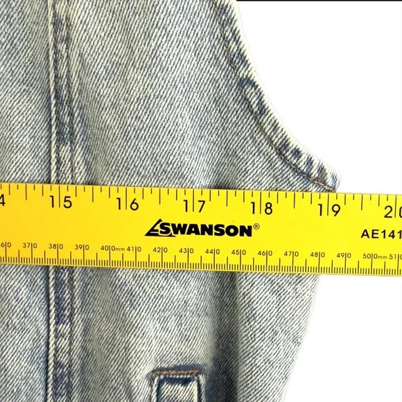 BLANKNYC Denim Moto Vest Grunge Biker 80's Light Wash Belted Medium Diagonal Zip - Picture 10 of 10